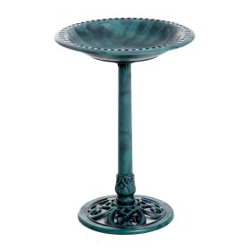 Outsunny 28" Resin Fleur De Lis Bird Bath, Time-Worn Finish - Garden Ornamental Decor