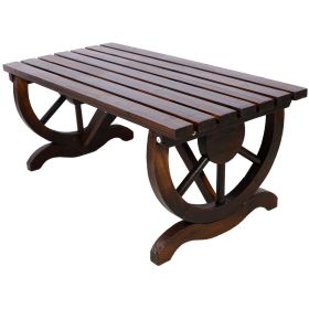 Outdoor Rustic Wooden Bench with Wagon Wheel Legs, 2 People Outdoor Bench Garden Bench Front Porch Furniture Patio Lawn Yard Park