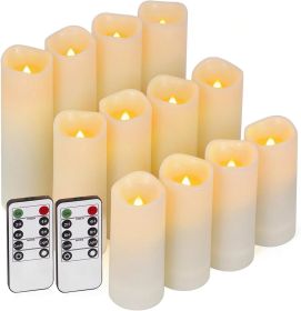 Enido 12 Pc Flameless LED Candles with Remote & Timer, Outdoor Waterproof, Flickering Electric Warm Lights for Cozy Home & Holiday Romantic Decor