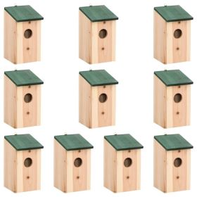 Bird Houses 10 pcs Solid Firwood 4.7"x4.7"x8.7"