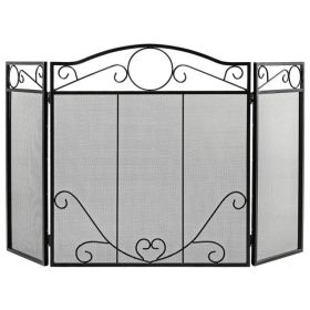 3-Panel Freestanding Fireplace Screen Folded Fire Doors