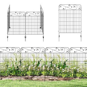 Outsunny Garden Fence, 4 Pack Steel Fence Panels, 11.5' L x 43" H, Rust-Resistant Decorative Border Flower Edging for Yard, Landscape, Patio