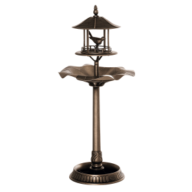 Outsunny 3-in-1 Garden Bird Bath Bowl Pedestal with Bird Feeder, Large Water Basin, Underneath Flower Planter, Bronze