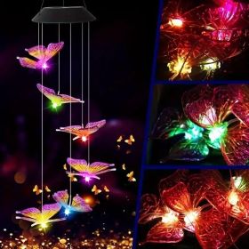1pc Solar Butterfly Wind Chime Light Outdoor Purple Decorative Color Changing Butterfly Wind Chime (Option: 1pc)