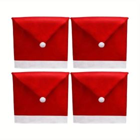 4pcs 12pcs Christmas Chair Covers Santa Hat Chair Covers Christmas Chair Back Covers (Option: 4pcs)