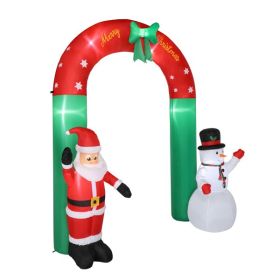 8ft Snowman With Santa Claus, 7 Lights, Inflatable Design, Holiday Arch Decoration (Option: 8ft)