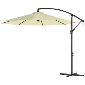 10 Cantilever Tilt Offset Patio Umbrella W UV & Water Safe Material & Cross Base Weight Not Included, Beige (Color: Beige)
