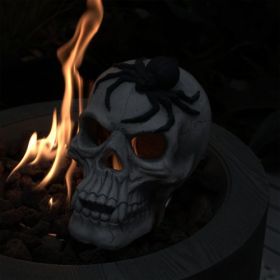 Demon Skull,Suitable For Outdoor Fireplace And Fire Pit, Halloween Decoration (Option: Black White)