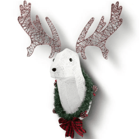 Lighted Christmas Wall Decor Reindeer Head, 39 Pre-lit 3D Rudolph Hanging Wreath For Front Door Window Indoor Outdoor Xmas Decor Lighted Holiday (Option: As picture)