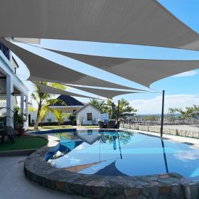 Artpuch Custom Size Dark Grey Sun Shade Sail Triangle Canopy 185 GSM Durable Fabric UV Block Awning for Outdoor Patio Garden Backyard (Customized (Color: Dark Grey, size: 13X17X17)