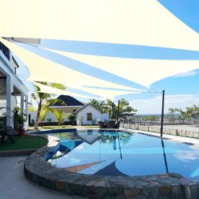 Artpuch Custom Size Cream Sun Shade Sail Triangle Canopy 185 GSM Durable Fabric UV Block Awning for Outdoor Patio Garden Backyard (Customized Ava (Color: Cream, size: 24X27X27)