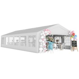 20' X 40' Large Wedding Tent With Removable Protective Sidewalls For Wedding And BBQ And Versatile Uses White (Color: White)