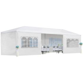 10x30' Wedding Party Canopy Tent Outdoor Gazebo With 8 Removable Sidewalls (Color: White)